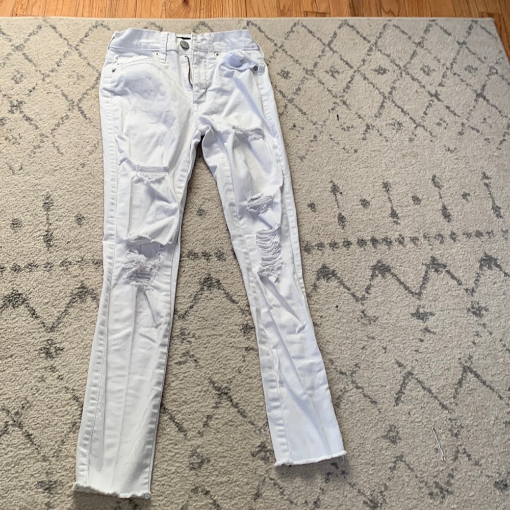000 White aero ripped skinny jeans